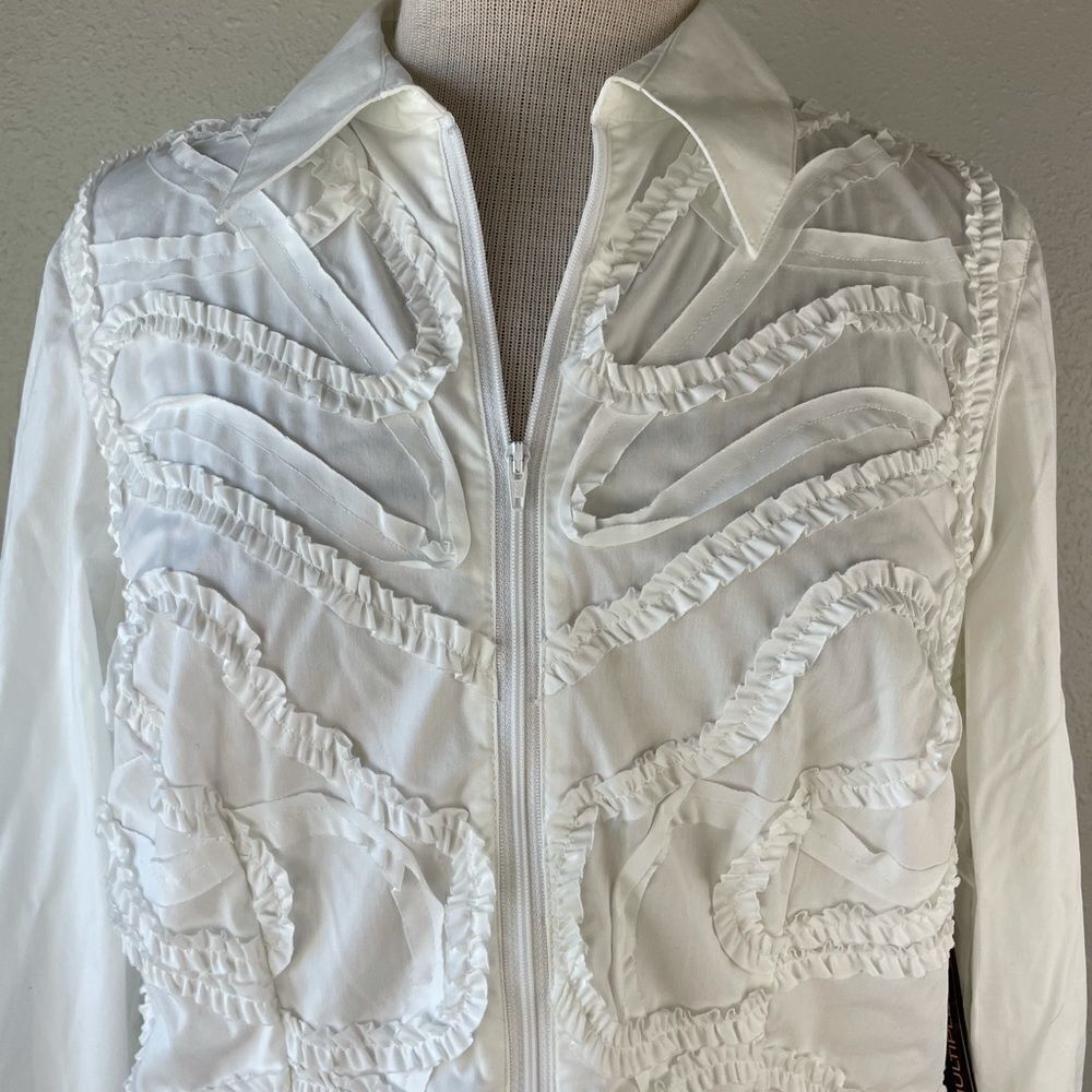 NWT Multiples White Full Zip Jacket Top - Picture 2 of 8